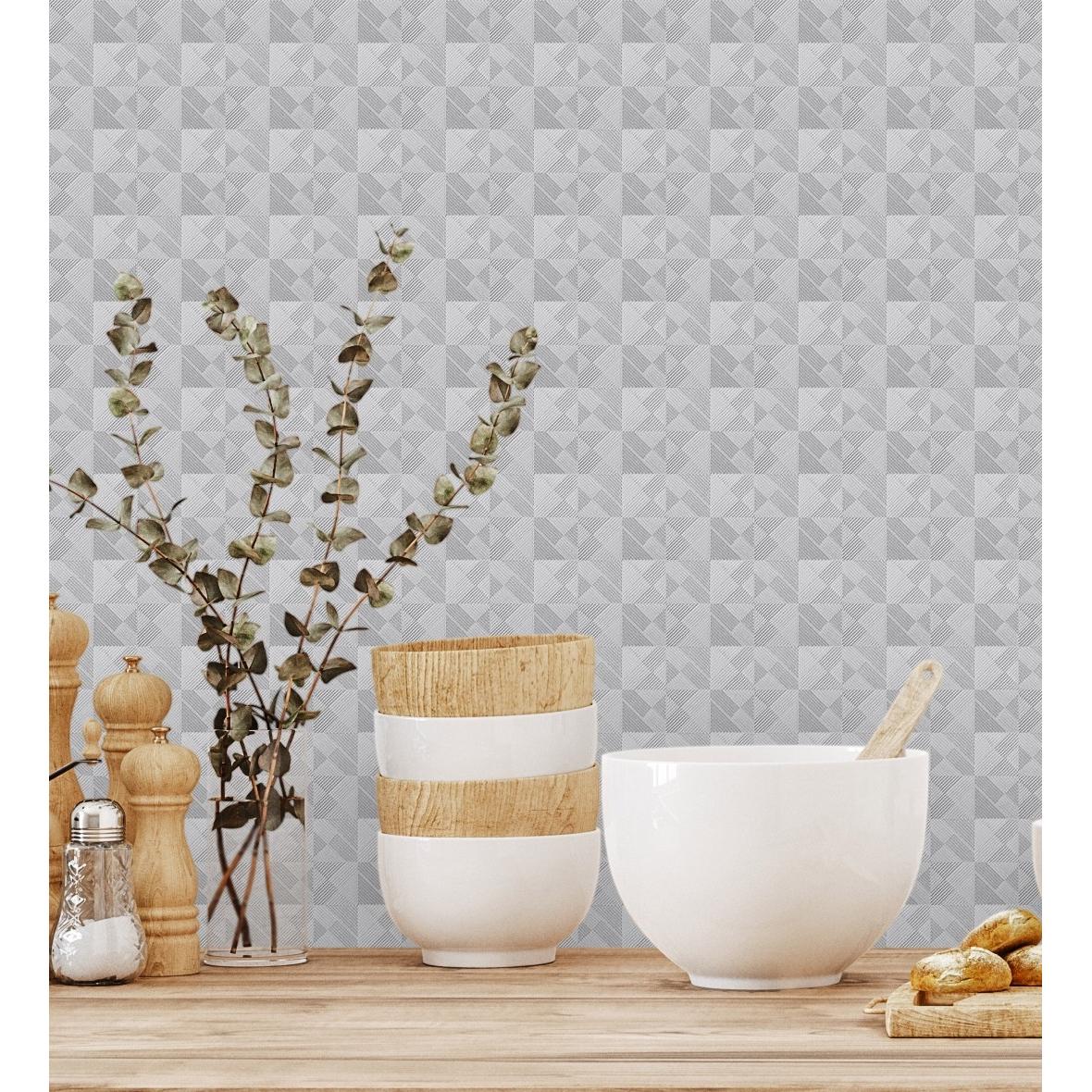 Papel pintado vinílico lavable ligeramente metalizado con textura en relieve - Claxton Tiles 680967 de GAULAN - Rollo de 10 m x 1,06 m