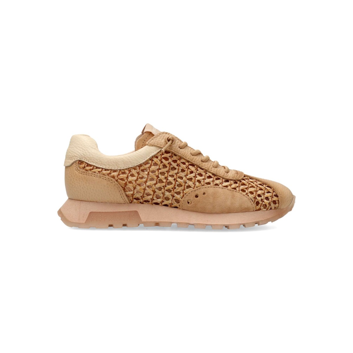 Hispanitas - Zapatillas casuales mujer Oregón de piel y rafia con suela de goma, plantilla acolchada extraíble y tecnología Triflow para confort en la pisada