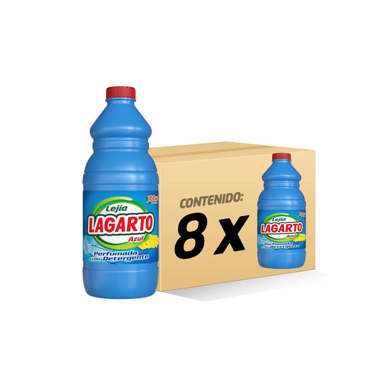 Lagarto Lejía con Detergente, Azul, Paquete de 8 x 1500 ml, Total 12000 ml