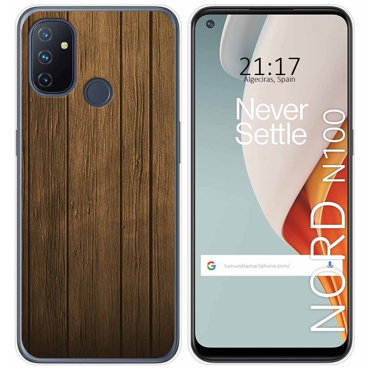 Tumundosmartphone Funda Gel Tpu para Oneplus Nord N100 diseño Madera Dibujos