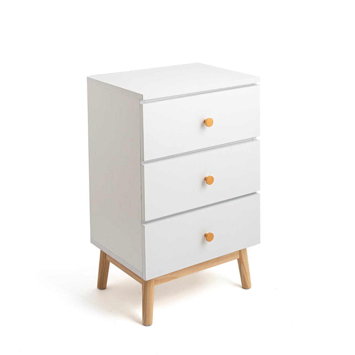 VINTHERA MOA Mesilla Madera Melamina Y Patas De Pino 40x30x65CM Blanco  Fácil montaje