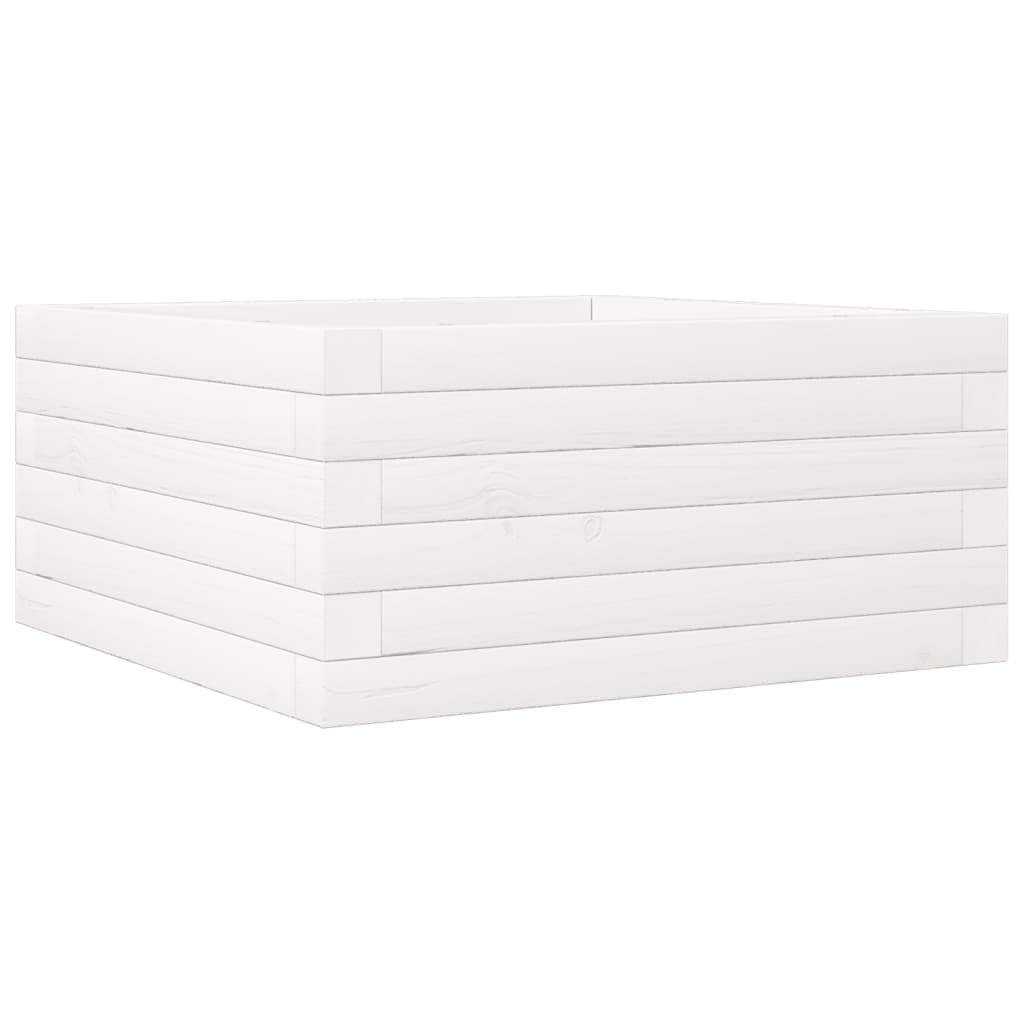 vidaXL Jardinera de madera maciza de pino 50x50x23 cm Color Pino natural,  Blanco,  Marrón cera y mas