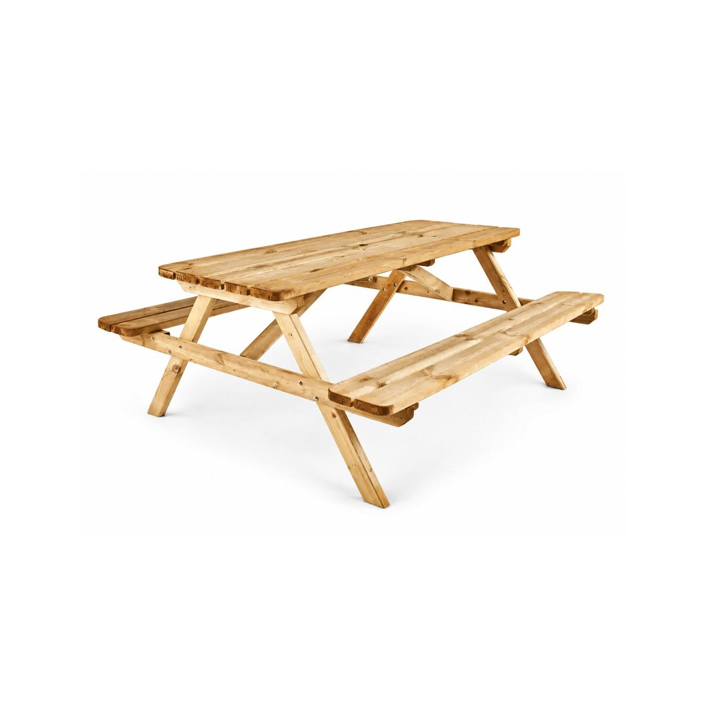 Mesa de Picnic para 6-8 adultos | Resistencia | Comedero de Madera para Exterior | Bancos Abatibles | 180 x 166 x 76 cm