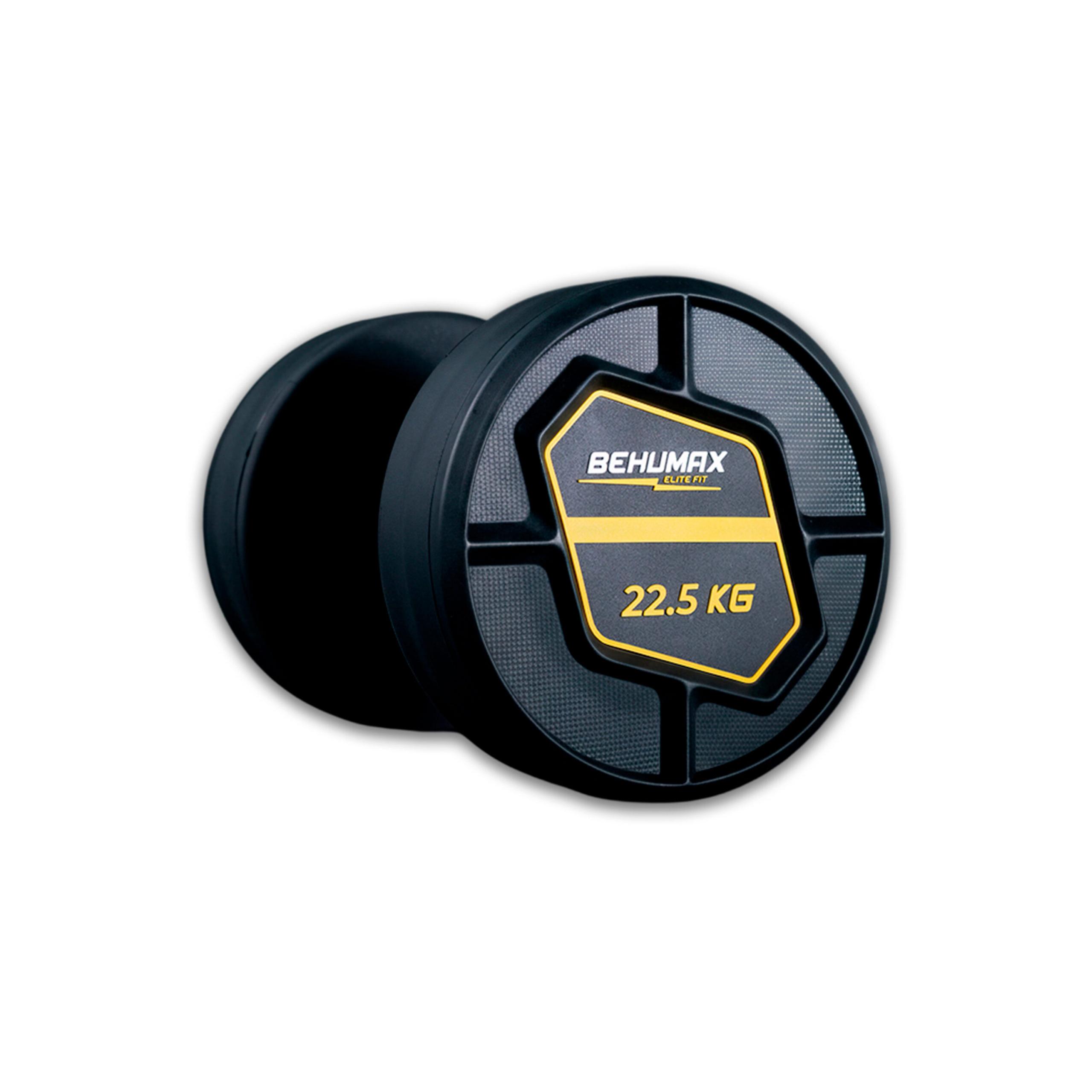Mancuernas Redondas Power Pro de BEHUMAX - Pesos de 2,5 kg a 50 kg, Mango de Acero Cromado y Cabezal de Poliuretano Premium para Entrenamiento de Fuerza