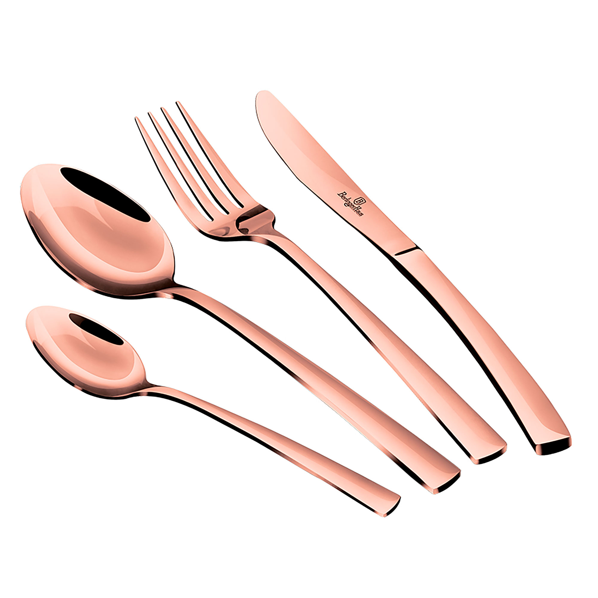 Berlinger Haus Rose Gold Cubertería Completa 24 Piezas Acero Inoxidable, Juego de Cubiertos 6 Personas, Pulido Brillante, , Oro Rosado
