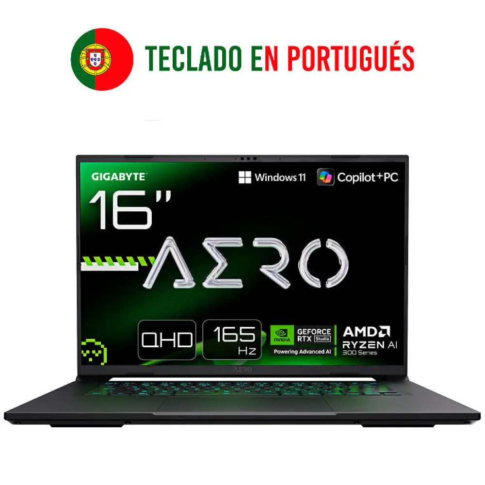 GIGABYTE AERO X16 2WHA3PTC65AH ordenador portatil Copilot+ PC AMD Ryzen AI 9 HX 370