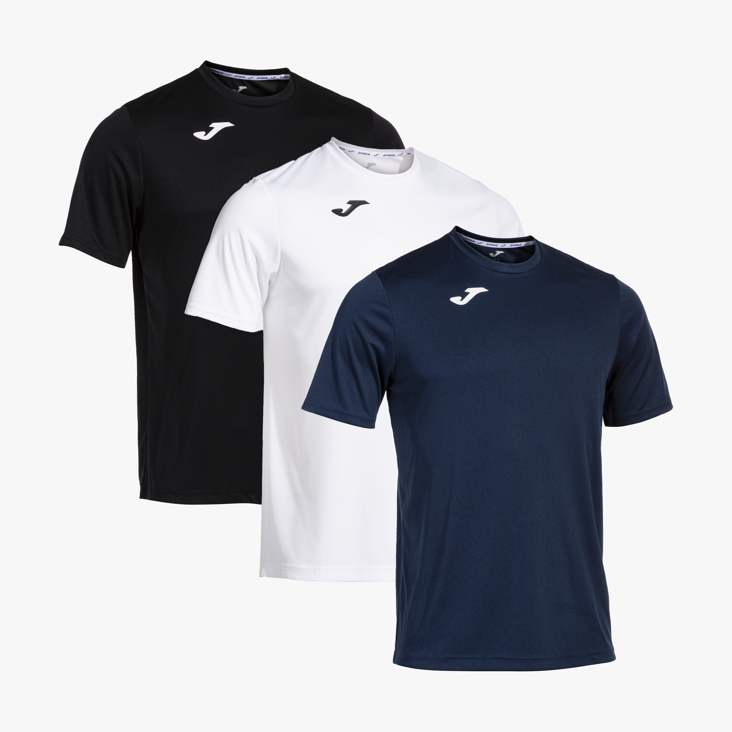 Pack de 3 Camisetas M/C Hombre Joma 100052 Marino, Blanco y Negro Transpirable