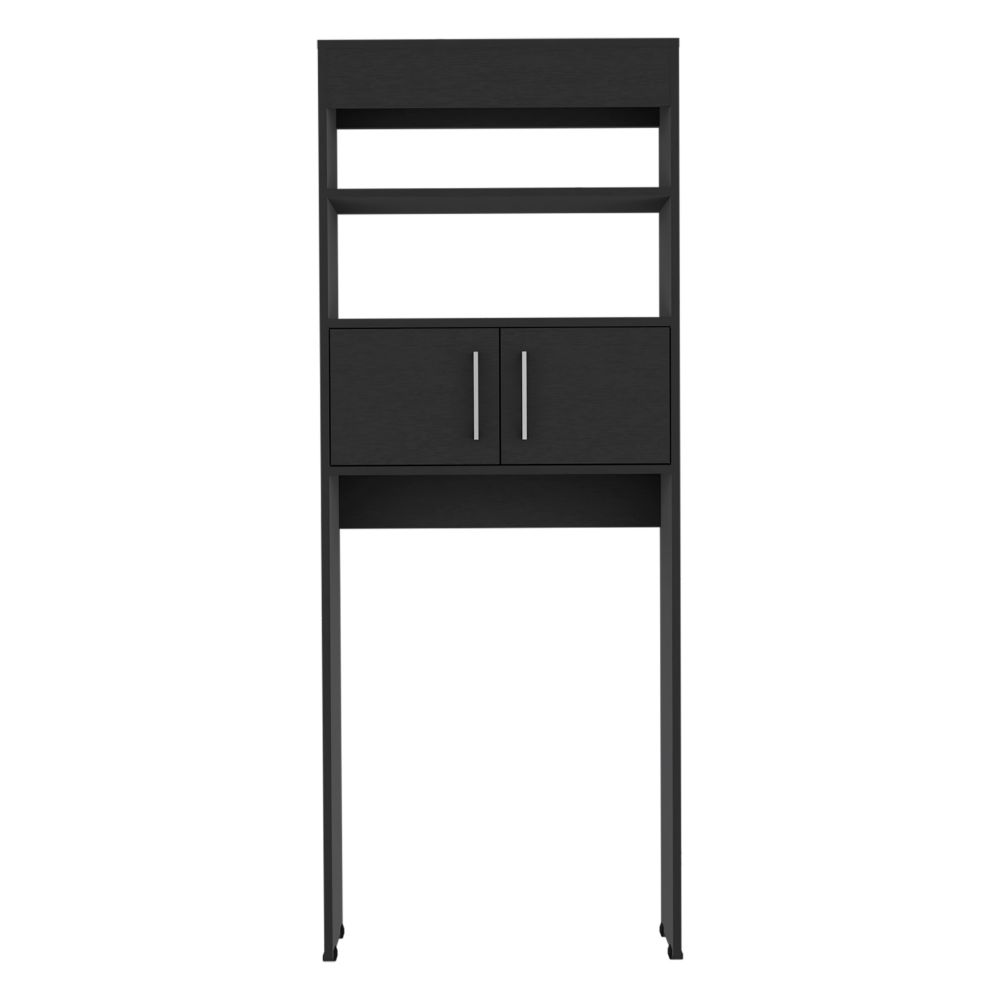 TUHOME Estanteria de Baño Sobre Inodoro Madrid, con dos puertas y estantes, Wengue Madera manufacturada  Baño-Almacenamiento
