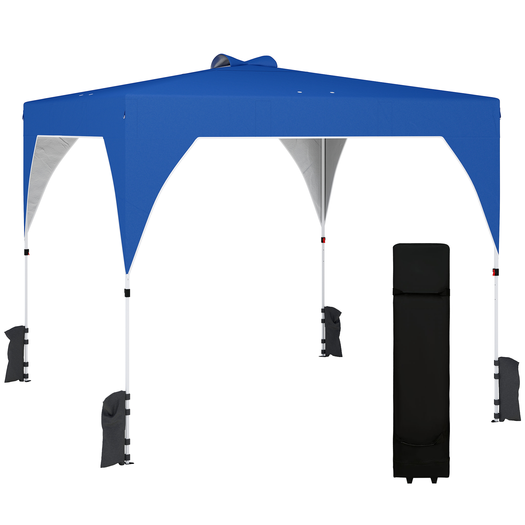 Outsunny Carpa Plegable 3x3 m, Pop-up, Cenador Pabellón de Jardín con Ventilación Superior, Bloqueo Central, UPF50+, Altura Ajustable 3 Niveles, Bolsa Transporte con Ruedas, Sacos de Arena, Azul