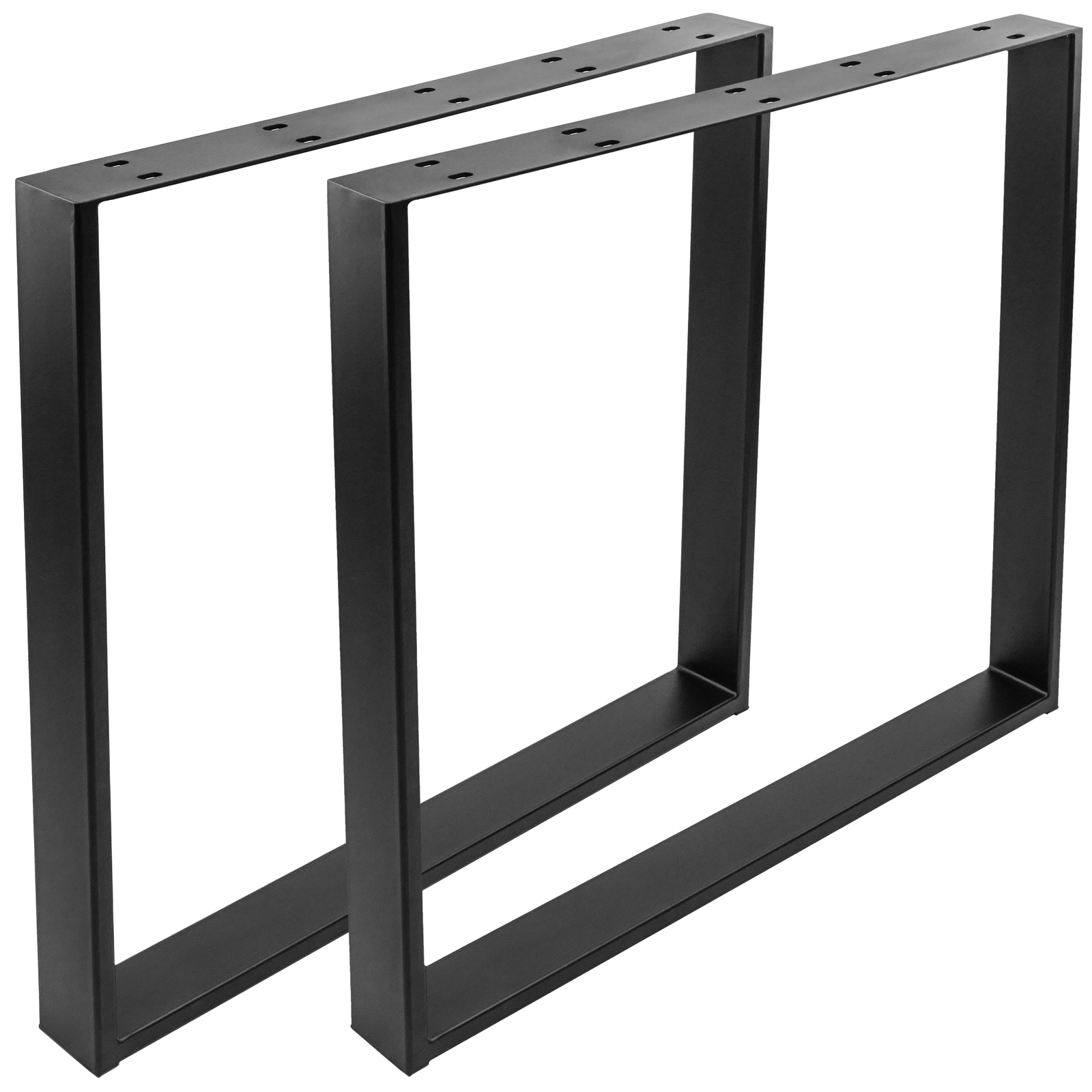 Pies rectangulares para mesa. Patas en acero negro 680 x 80 x 710 mm 2-pack, base 700 x 100 mm - PrimeMatik