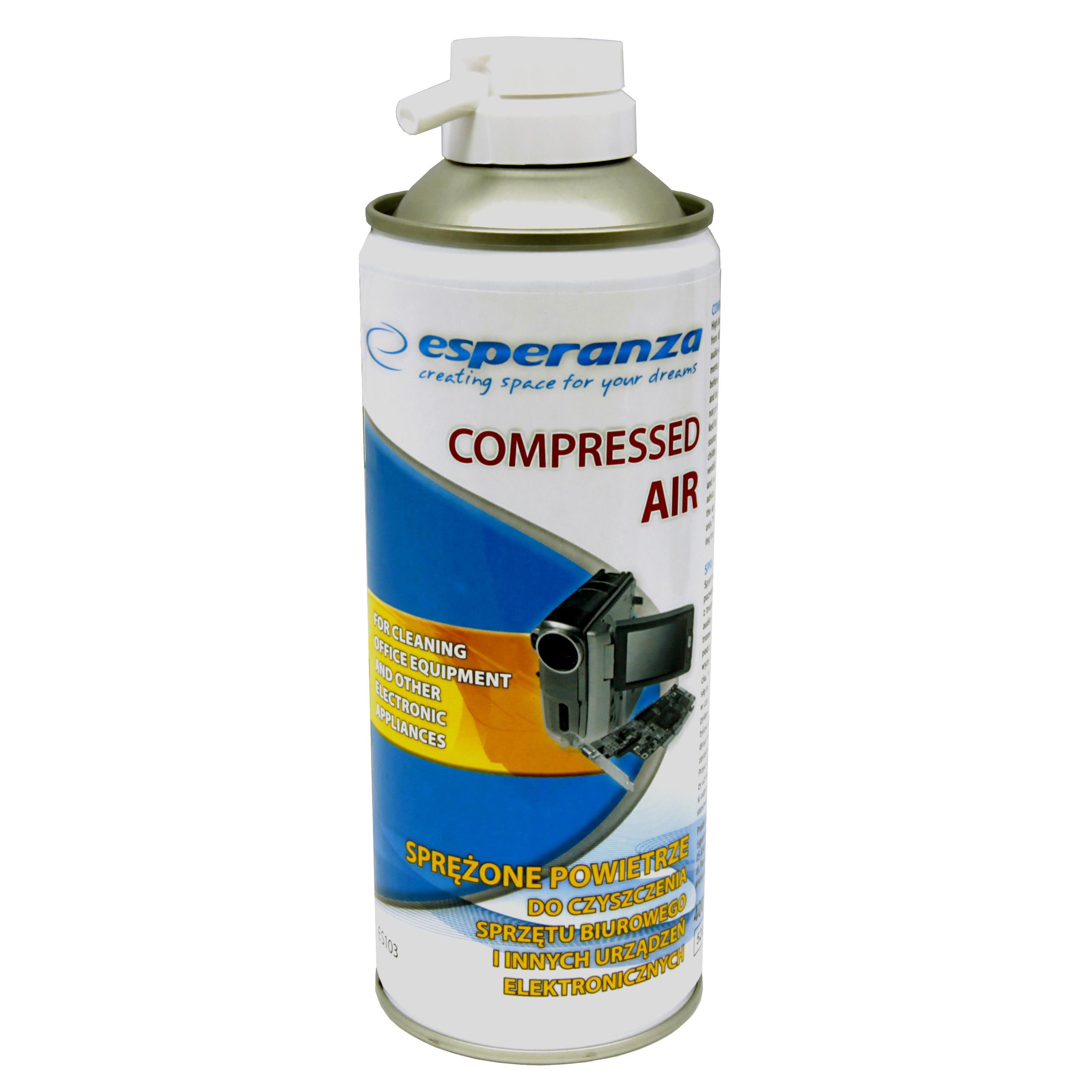 Esperanza ES103 - Aire Comprimido para Limpieza de Cámaras - 400ml - Blanco Azul - No Deja Rayones