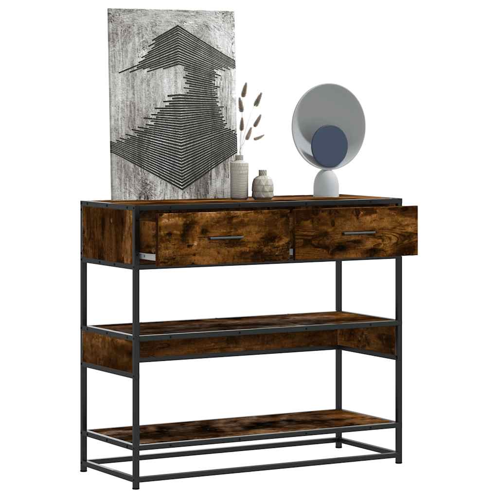 vidaXL Mesa consola de madera contrachapada 90x35x80 cm en color Negro/Roble Sonoma/Gris sonoma y más | estructura resistente ideal para salón dormitorio o estudio