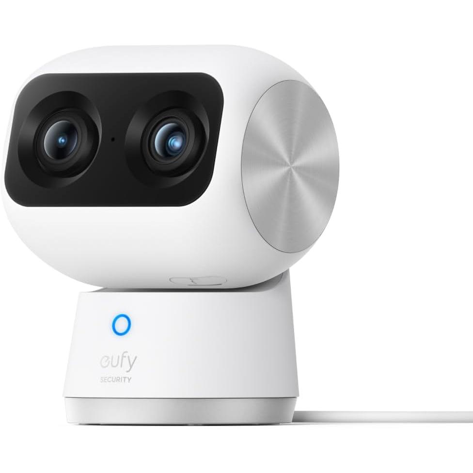 eufy Security Indoor CAM S350, cámara Doble, cámara de Seguridad con resolución 4K UHD, Zoom de 8× y PTZ de 360°, Ideal para Monitor de bebé/cámara para Mascotas/Seguridad del hogar