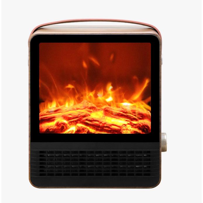 ABRILA Termoventilador ceramico Ptc Abadia 1500w Negro 2potencias Efecto Chimenea TERMOSTATO REGULABLE y PROTECCIÓN SOBRE CALENTAMIENTO. 46x36x20cm CALIDAD GARANTIZADA