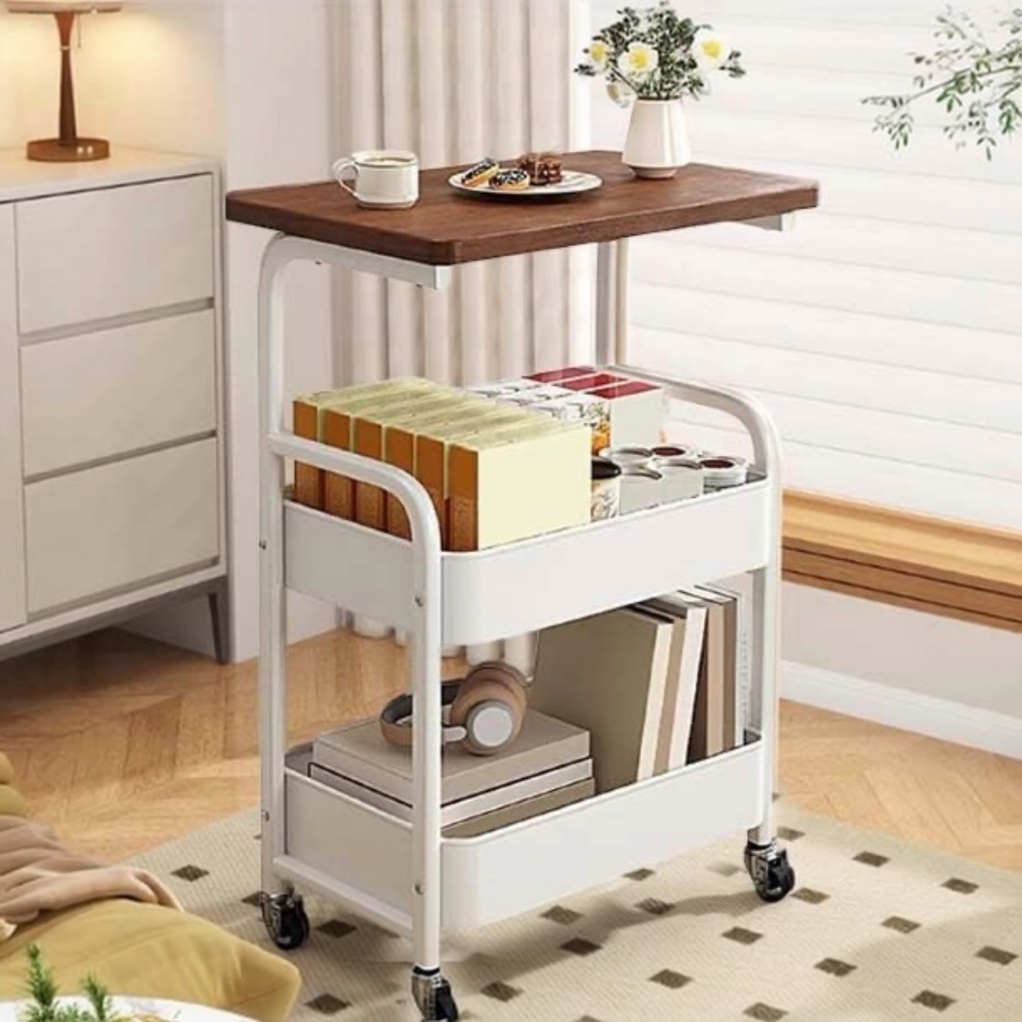 Carro de Almacenamiento Carrito Auxiliar con Ruedas Carro Cocina Carro Servicio Carrito Metalico con Ruedas 3 Niveles Carro Rodante Carro Organizador para Dormitorio Baño Oficina,Carrito de cocina o multiuso de tres niveles con rueda (FRUTA-002 1690 2090)