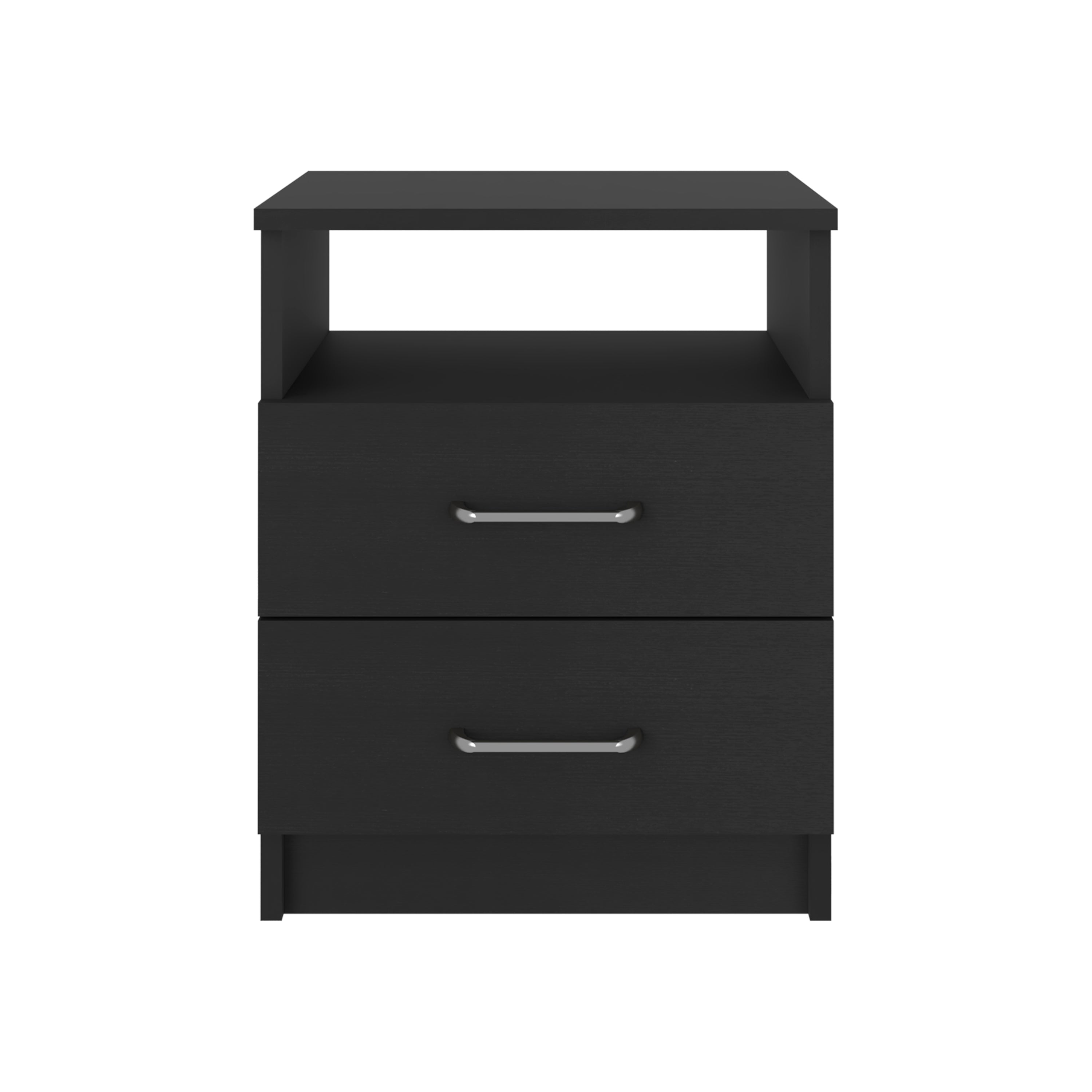 TUHOME Mesa de Noche Nápoles, con 2 cajones, Wengue Madera manufacturada Dormitorio-Mesas