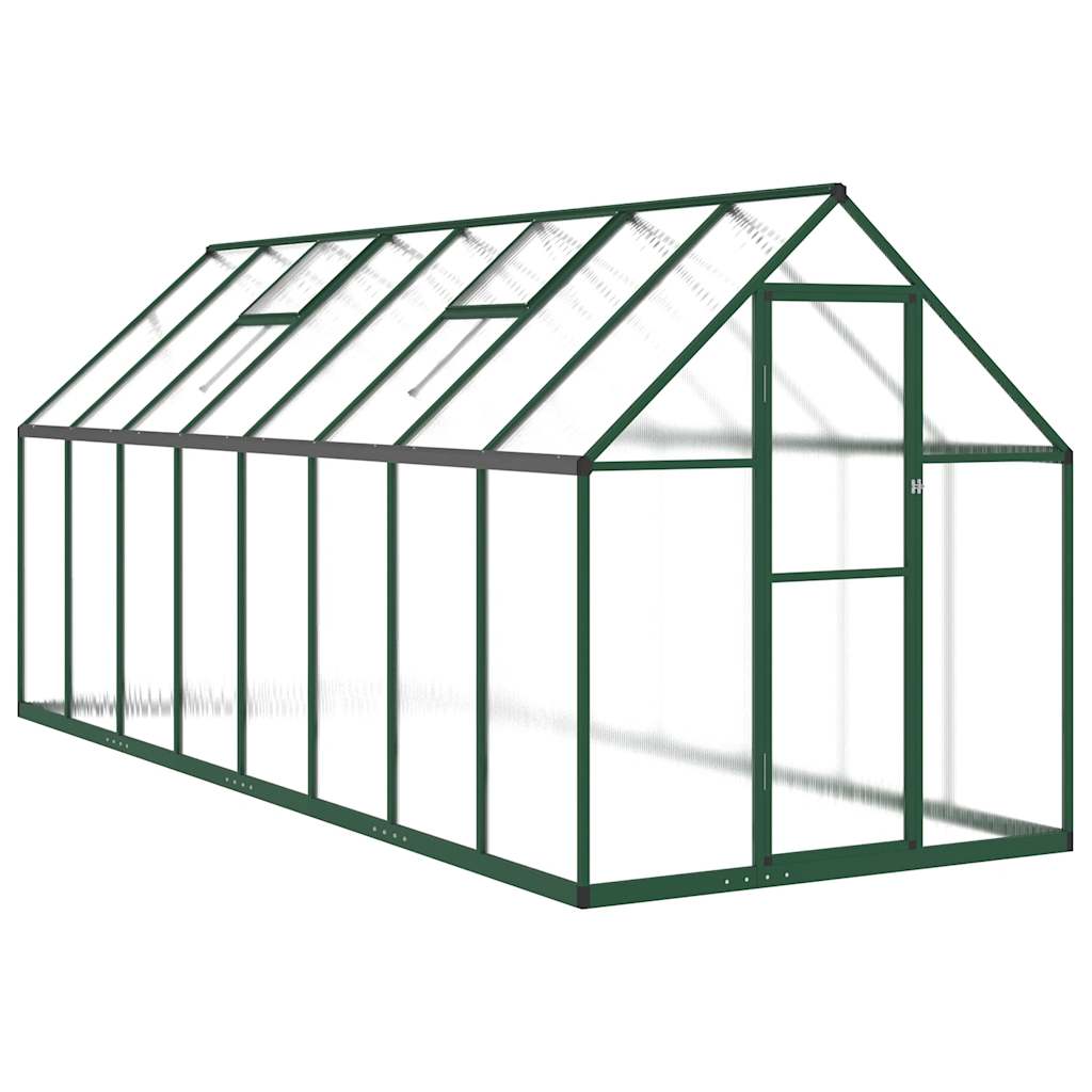 vidaXL Invernadero con marco base aluminio verde 445x169x195 cm