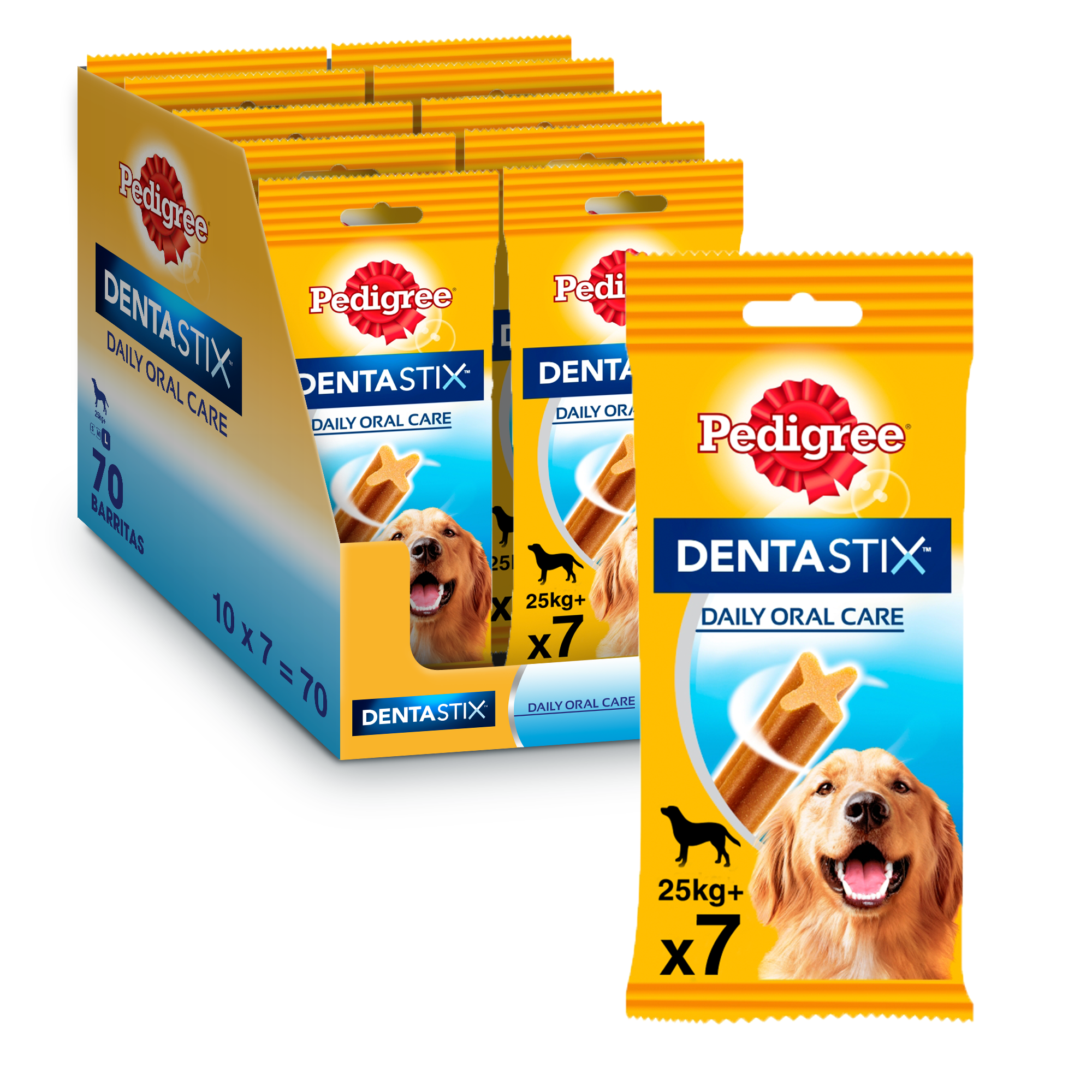 Pedigree - Pedigree Dentastix Snack Dental para la Higiene Oral de Perros Grandes (10 paquetes de 7ud)