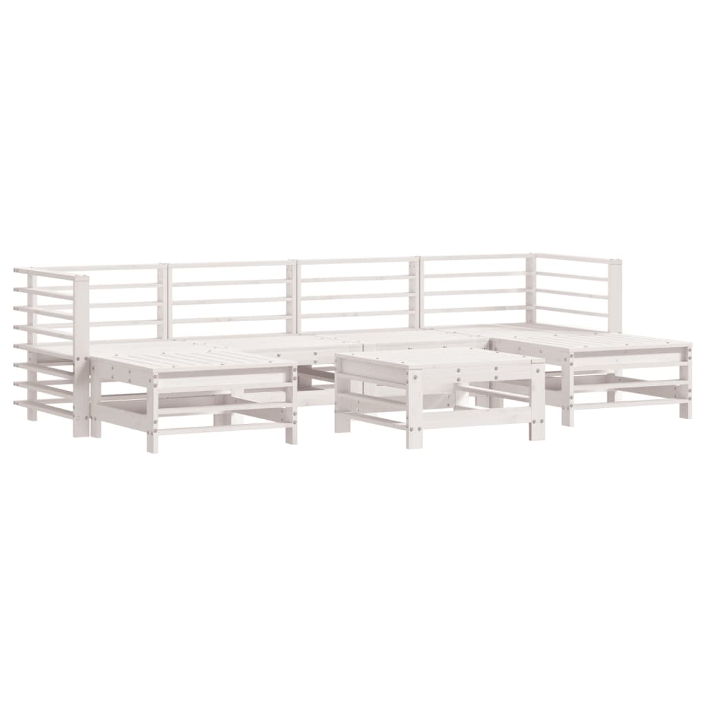 vidaXL Juego de muebles de jardín 7 pzas madera maciza de pino blanco