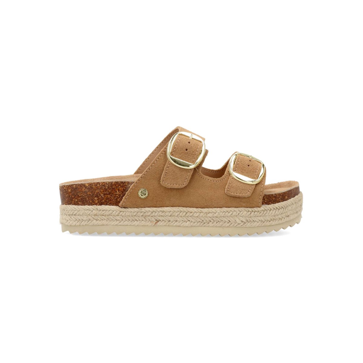 Xti - Sandalias alpargata bio piel para mujer con tiras ajustables y suela EVA antideslizante color camel