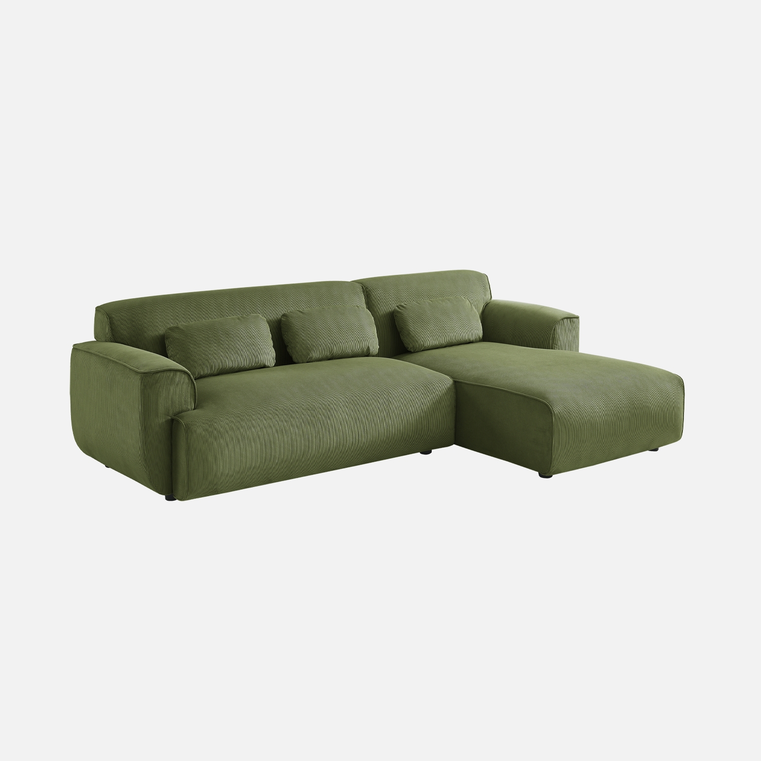 sweeek - Sofá esquinero de pana, 3 plazas , Wallas pana , 196x151x73