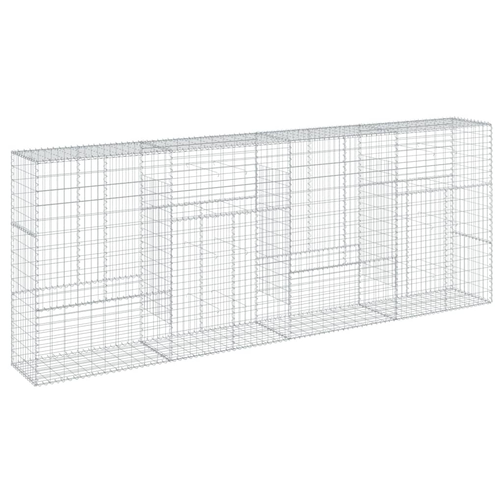 vidaXL Cesta de gaviones con cubierta hierro galvanizado 400x50x150 cm