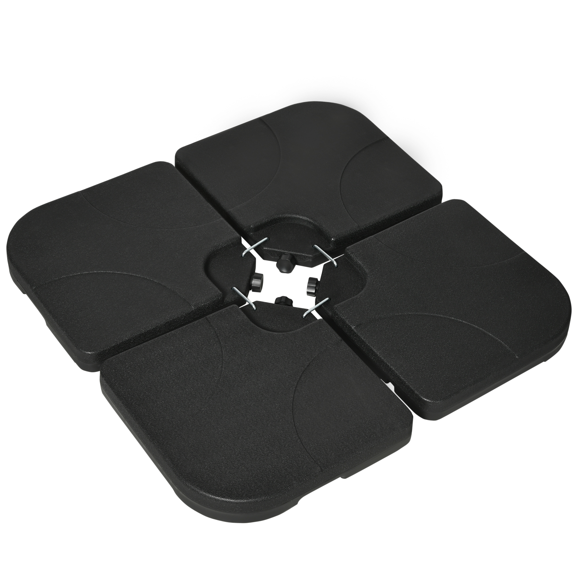 Outsunny Peso para Base de Sombrilla de 4 Piezas Base para Sombrilla Excéntrica Cuadrado Rellenable de Agua 15 Litro Arena 19,5 kg para Base Cruzada Negro