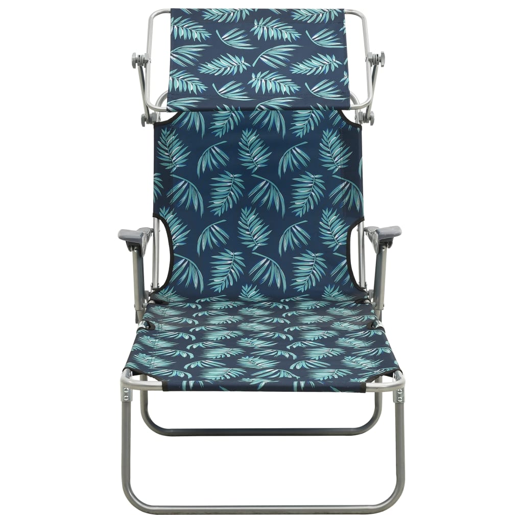 Vidaxl Tumbona de Jardín con Toldo Acero Azul Oscuro