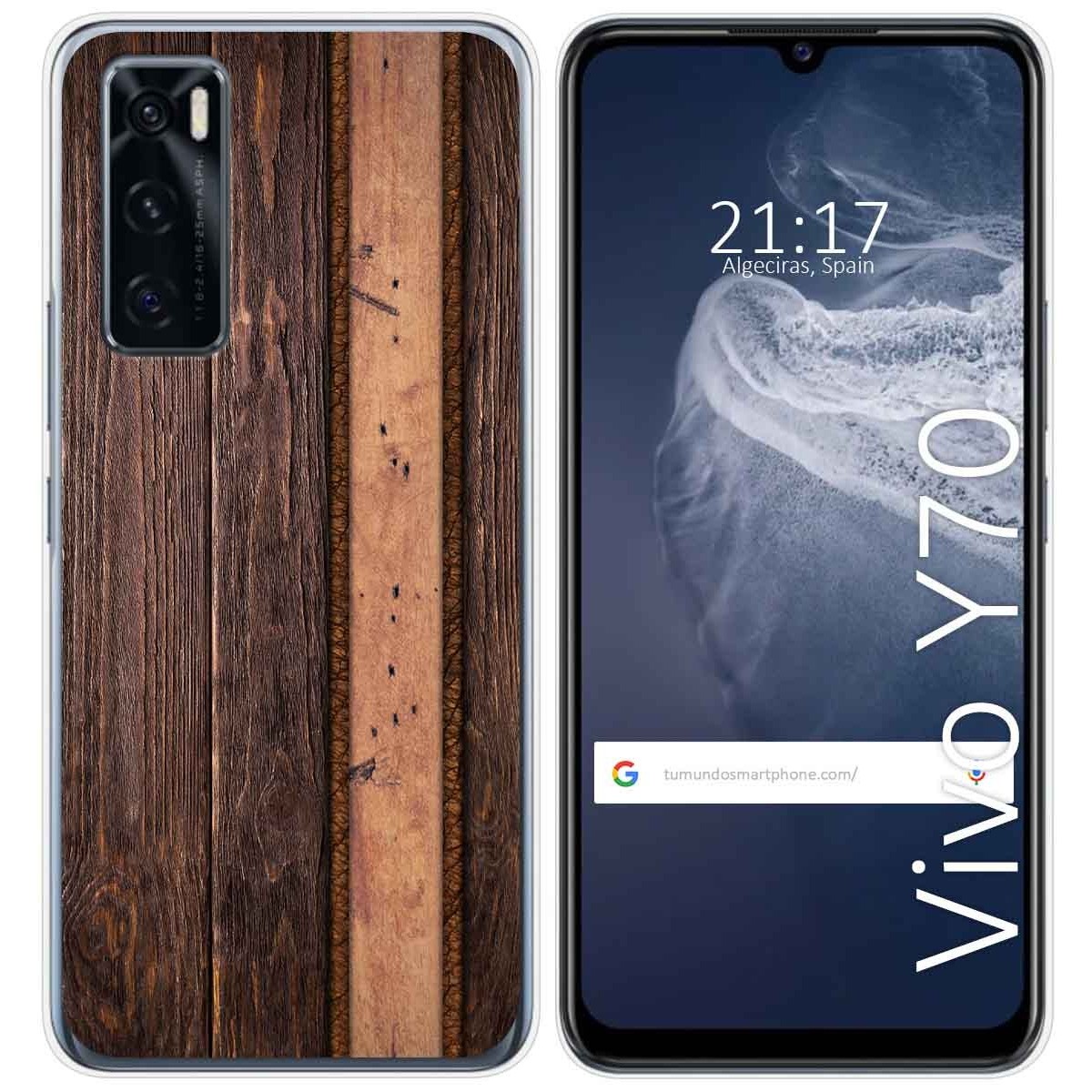 Funda Silicona para Vivo Y70 diseño Madera 05 Dibujos