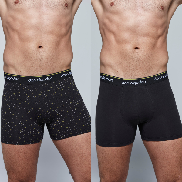 Pack 2 Boxer Don Agodón PB-703: Estampado y Liso, Elegancia y Confort Todo el Día pb703