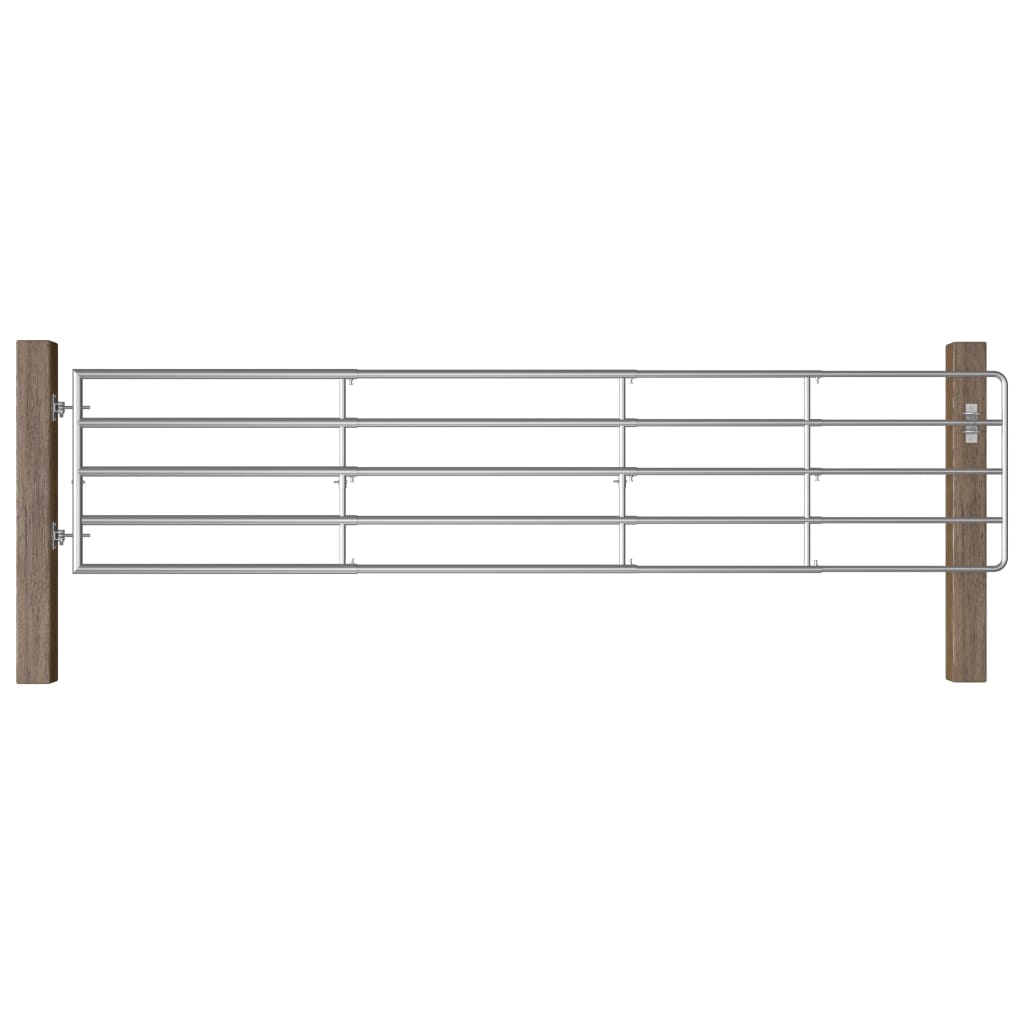 vidaXL Cancela de 5 Barras para Campo Acero Plateado Puerta de Jardín Granja Dimensiones (95-170) x 90 cm, (115-300) x 90 cm, (150-400) x 90 cm