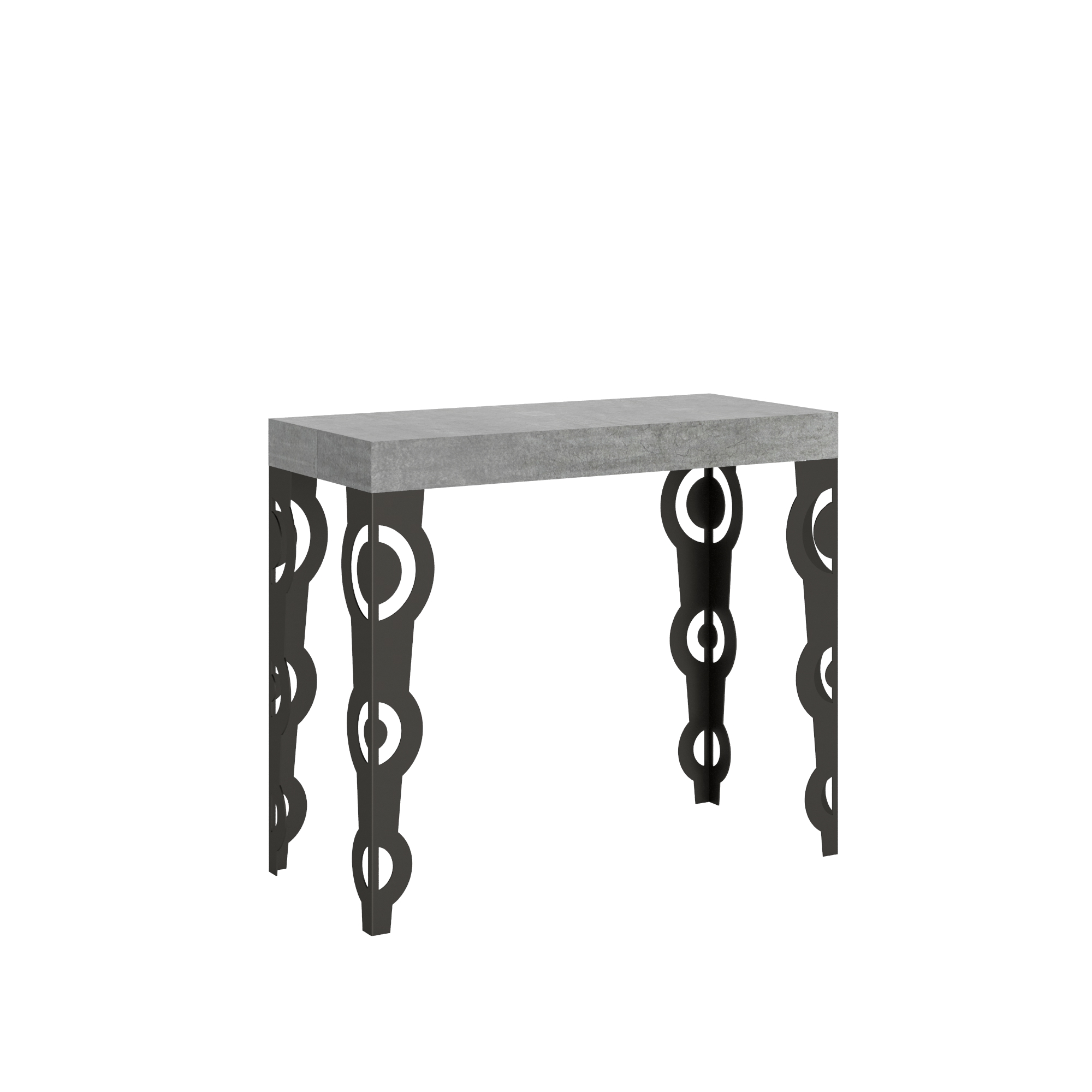 Consola extensible 90x40/196 cm Karamay Small Estructura de cemento Antracita - Itamoby