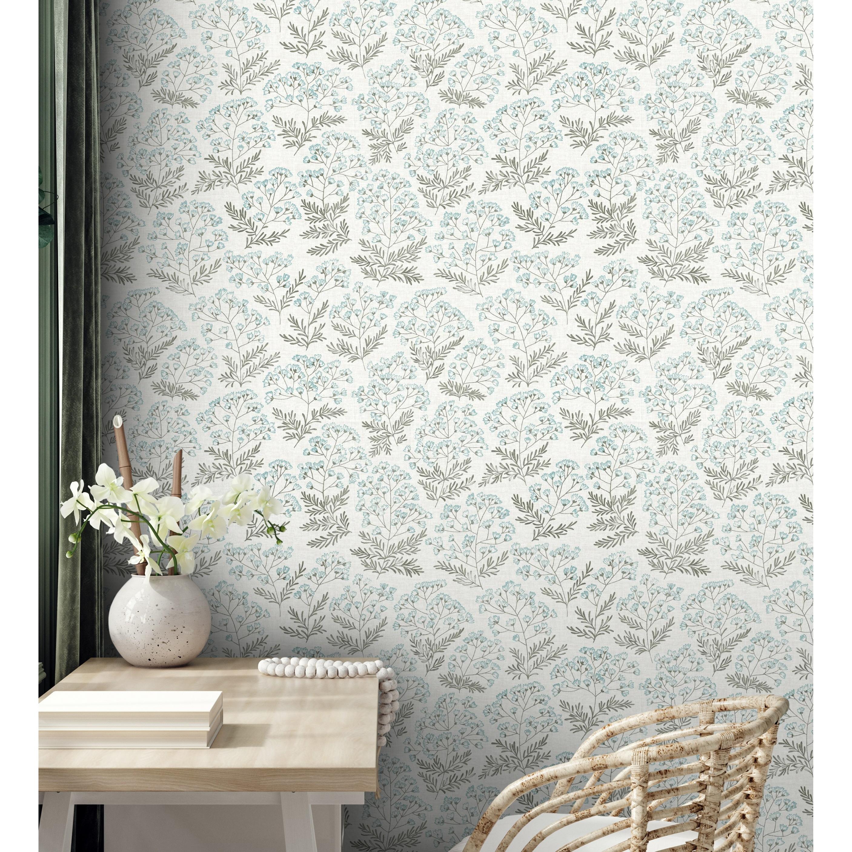 Papel pintado vinílico ecológico de ramilletes de flores celeste - Glasgow Flowers 680696 de GAULAN - Rollo de 10 m x 0,53 m