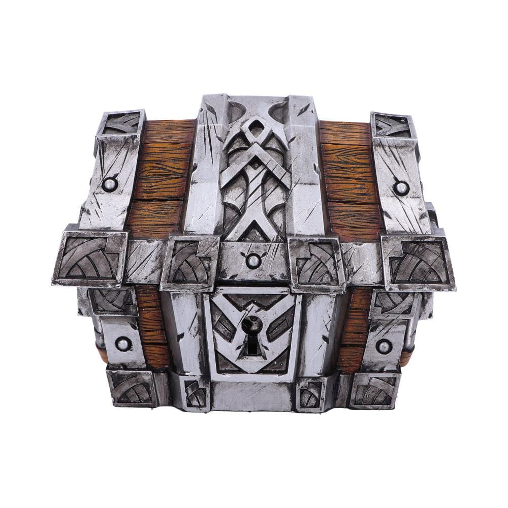 Nemesis Now World of Warcraft - Cofre del tesoro con encuadernación plateada de 10,5 cm, resina, plata/marrón, mercancía oficial de World of Warcraft, caja de cofre del tesoro, caja de control de