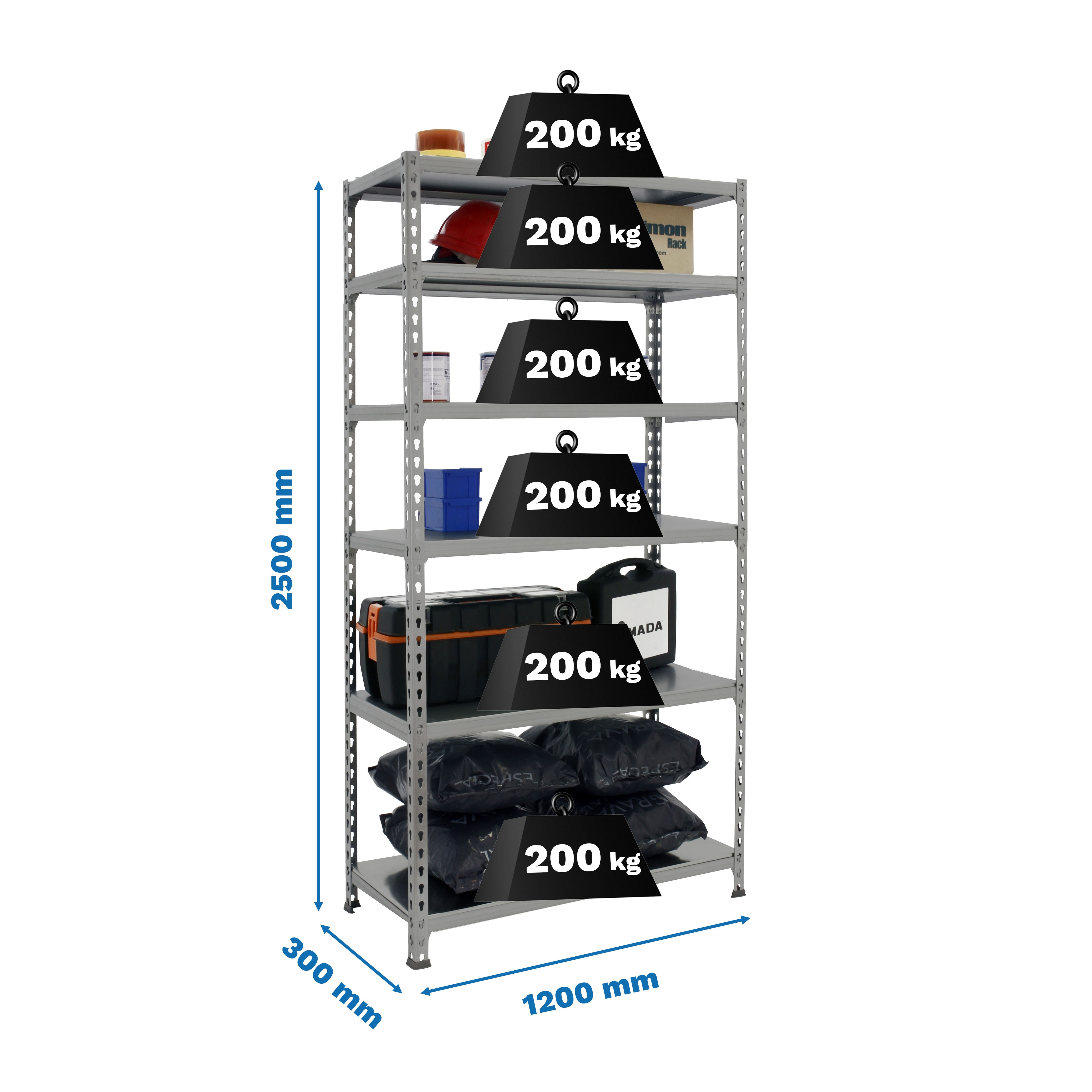 Estantería SIMONRACK Simonclick megaplus 6/300 2500 gris/gris