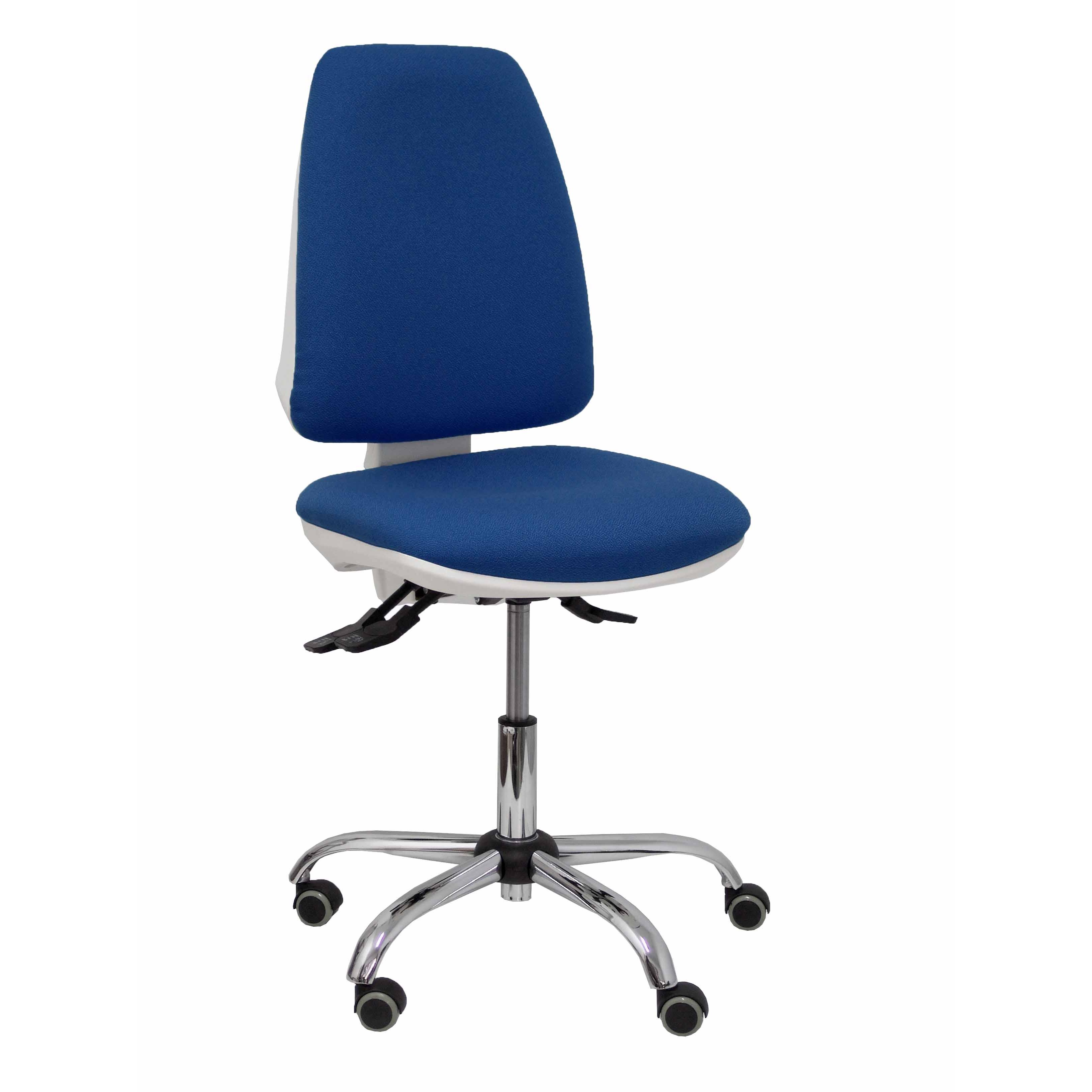 Silla de Oficina Ergonómica Piqueras Y Crespo Elche Blanca con Tapizado Azul Marino