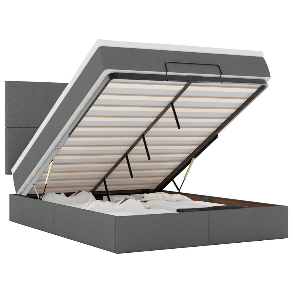 vidaXL Estructura cama otomana colchón tela gris oscuro 140x190cm