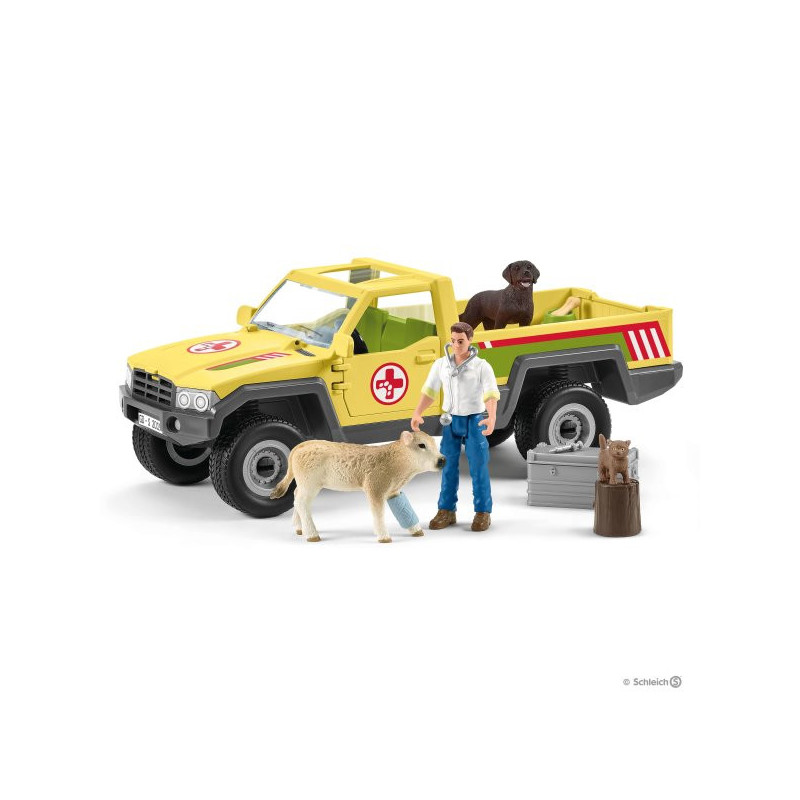 Schleich - Set de Veterinario en la Granja con Ternero Herido - Urgencia Veterinaria