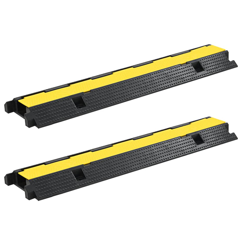 vidaXL Rampa de Protección de Cable (2 unidades) Goma 100 cm Tráfico Aviso Dimensiones 100 x 25 x 5.9 cm, 100 x 35 x 7 cm