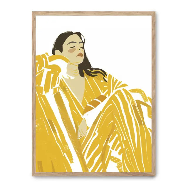 Cuadro yellow dream 30x40cm, Póster impreso en papel de primera calidad de 180gr, montado sobre marco de madera MDF acabado roble., Arte - Pinturas