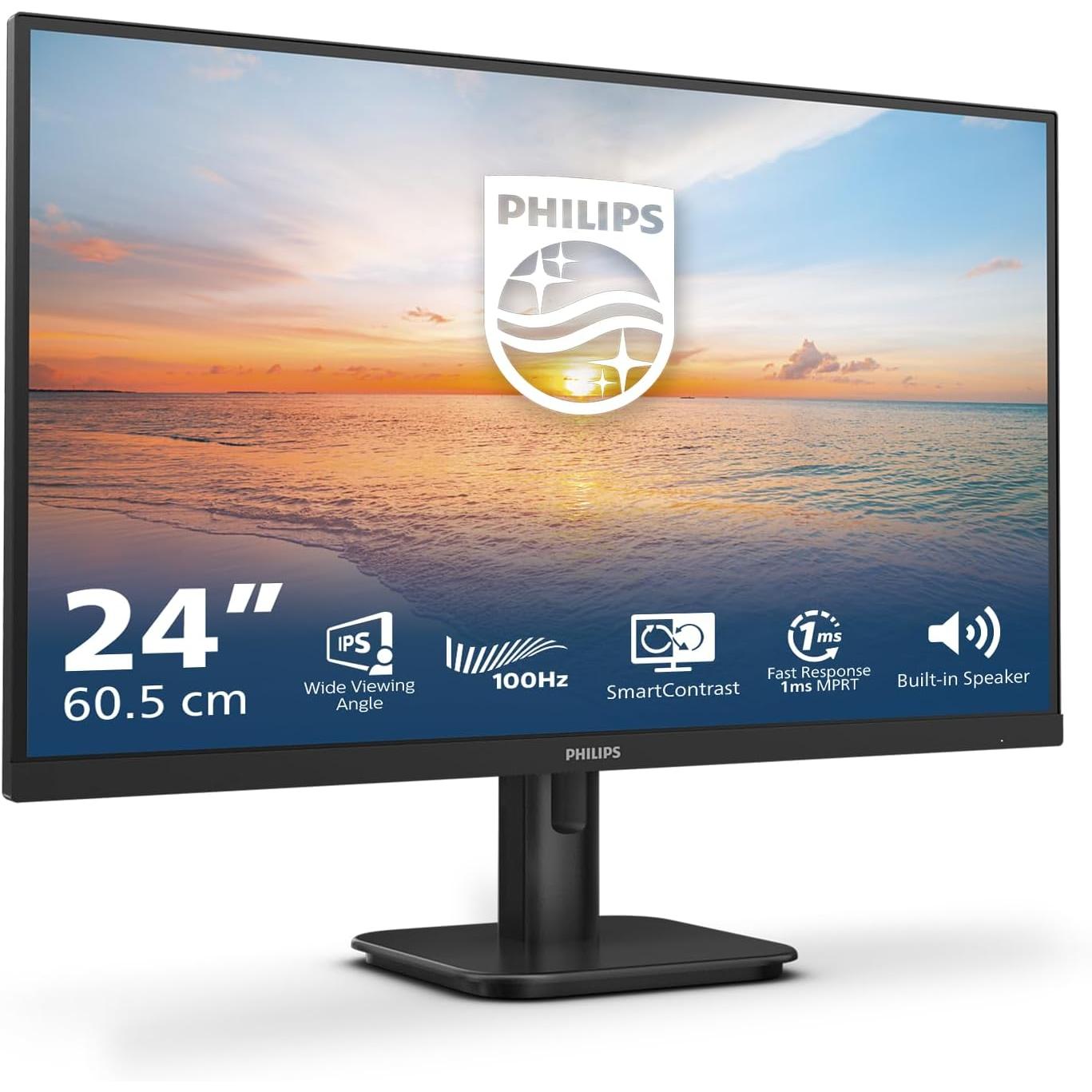 Philips 24E1N1200A - Monitor Full HD de 24 Pulgadas, 120 Hz, Adaptive Sync., Altavoces (1920x1080, 1x D-Sub, 1x HDMI 1.4, 1x DisplayPort 1.2) Negro