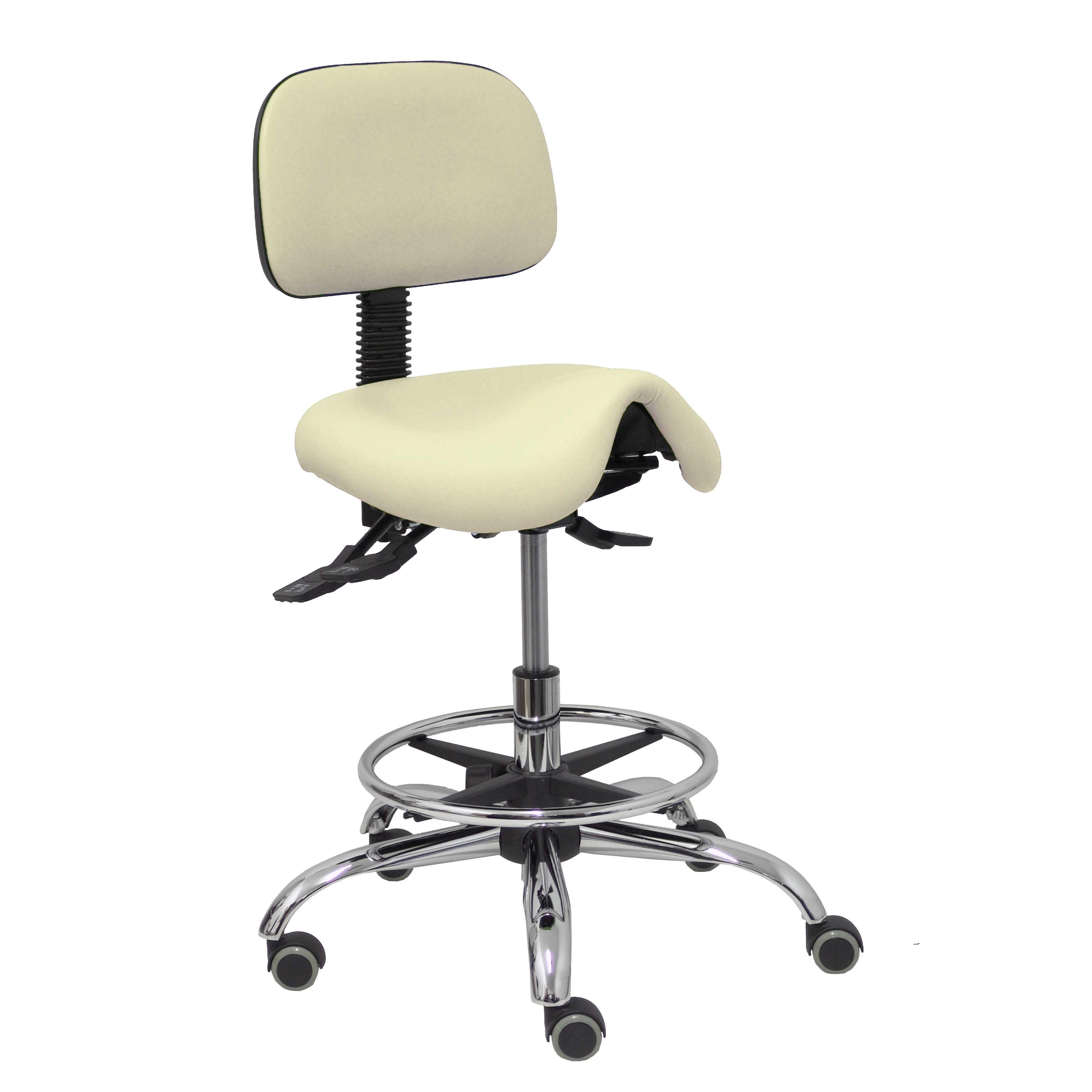 Piqueras Y Crespo Taburete Zarza Clínico Giratorio Ergonómico Similpiel Crema
