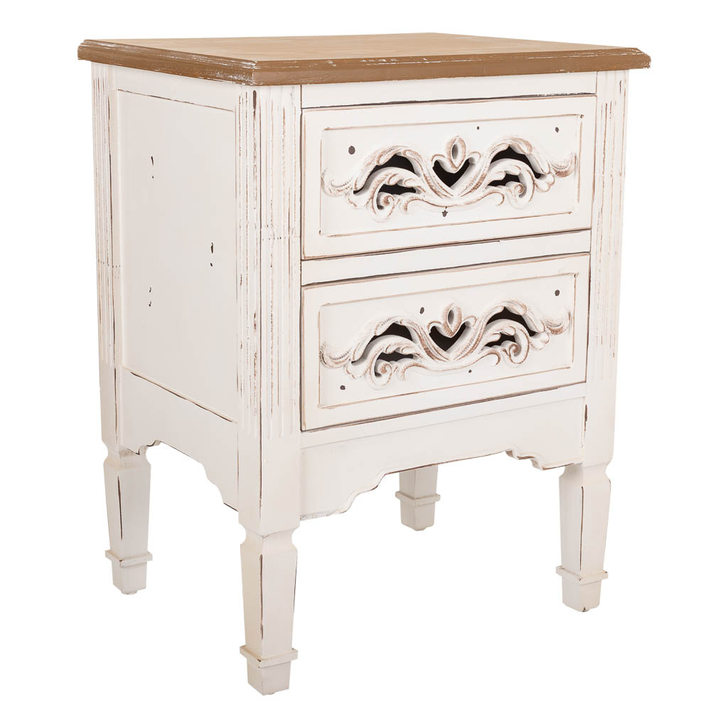 Wonderlust Deco - Mesita de madera de blanca 48x38x62 Blanco 48x38x62h cm
