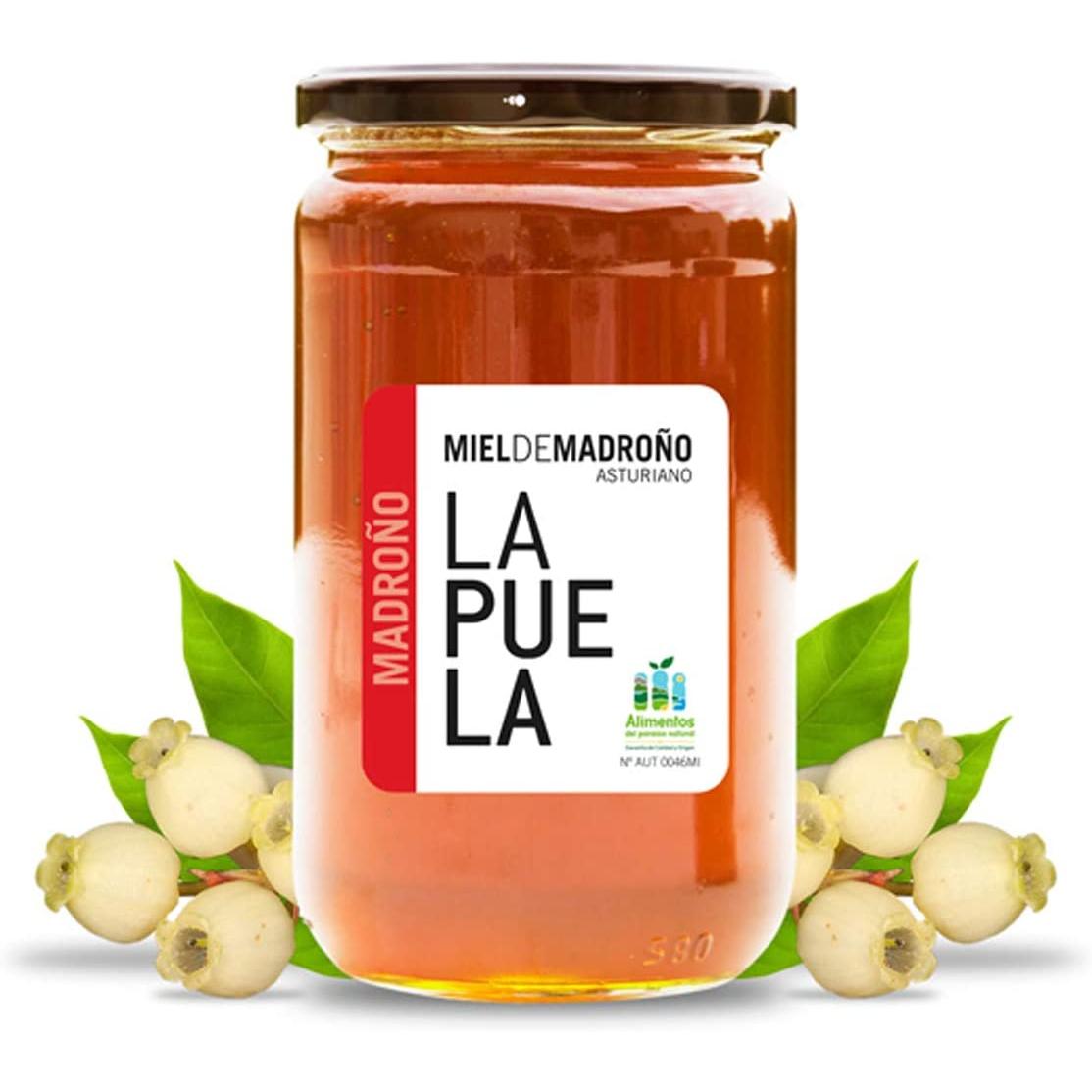 LAPUELA Miel de Madroño 100% Natural Origen España. Miel Pura de Abeja con Aroma Floral y Sabor Amargo. Tarro de Cristal de 750g