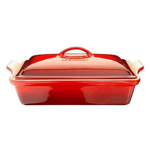 Bandeja Cerámica Rectangular con Tapa de Le Creuset - Alta Capacidad 3,8 L, Apta para Horno, Microondas y Congelador