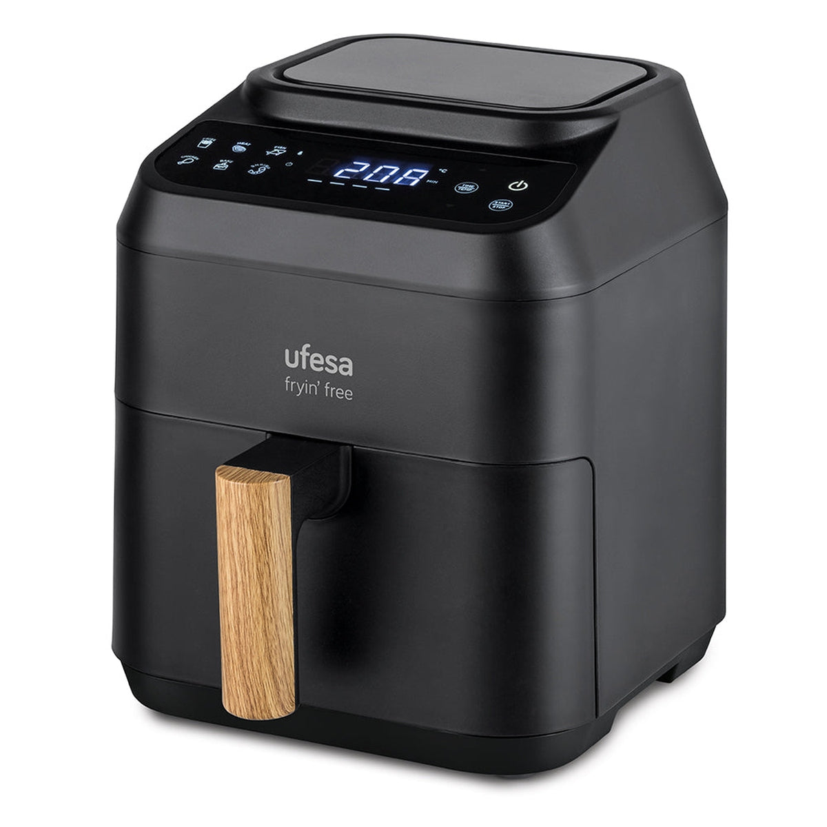 Ufesa - Freidora de aire Fryin Free 2.8L ideal para 2 personas: cubeta y bandeja antiadherentes, asa y cuerpo de tacto frío, fácil limpieza y máxima seguridad, compatible con todas las recetas rápidas y bajas en grasa