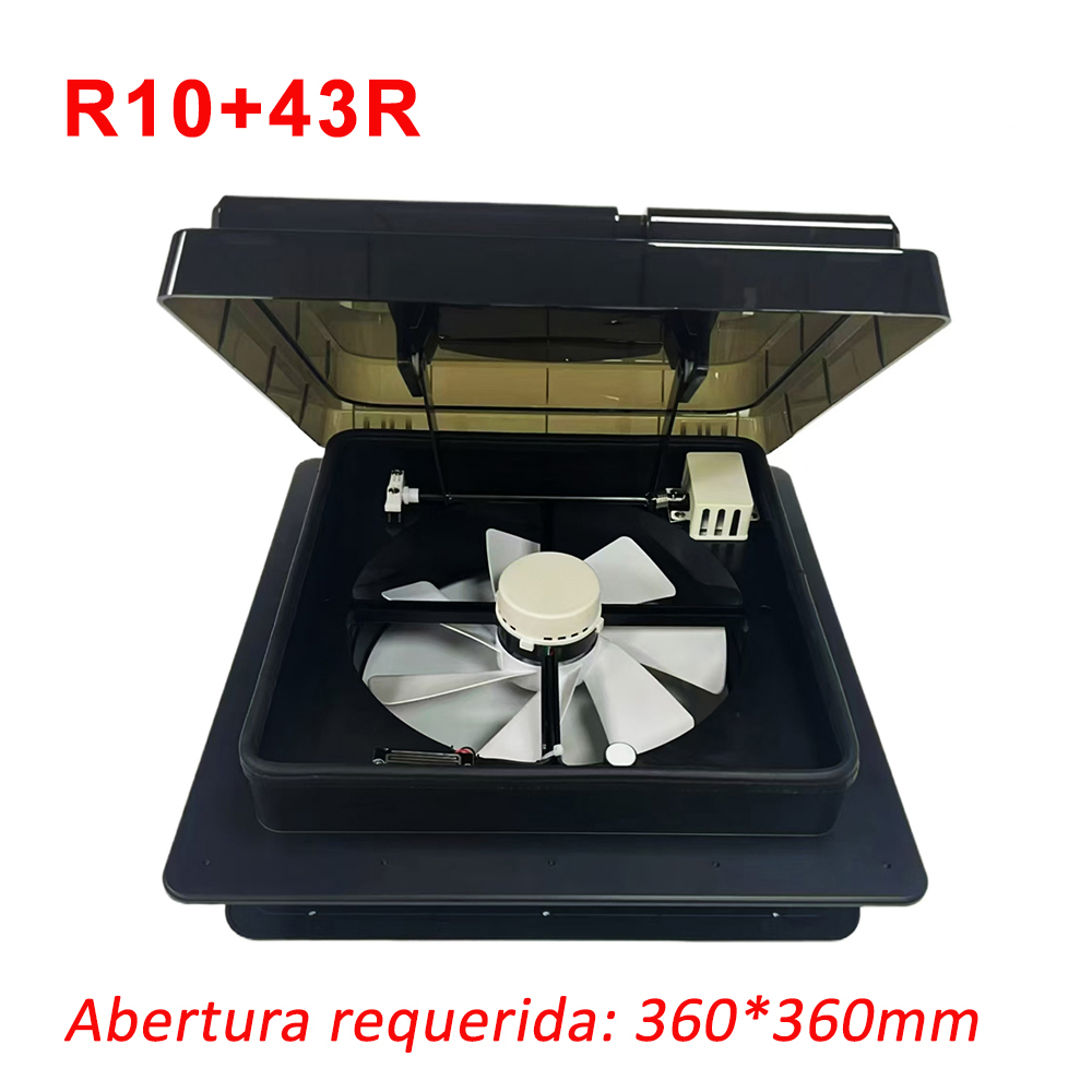Ventilador de Techo para Caravana 12V con Mando a Distancia, 43R R1010 Velocidades y Flujo Reversible – Extracción e Insuflación Silencioso con Luz LED 3 Colores y Cubierta Resistente a UV – Ideal para RV, Camper o Autocaravana