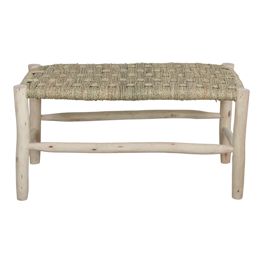 Banco De Madera Y Fibra Natural Tecilen - Misterwils Furniture For Free Souls 80x40x42