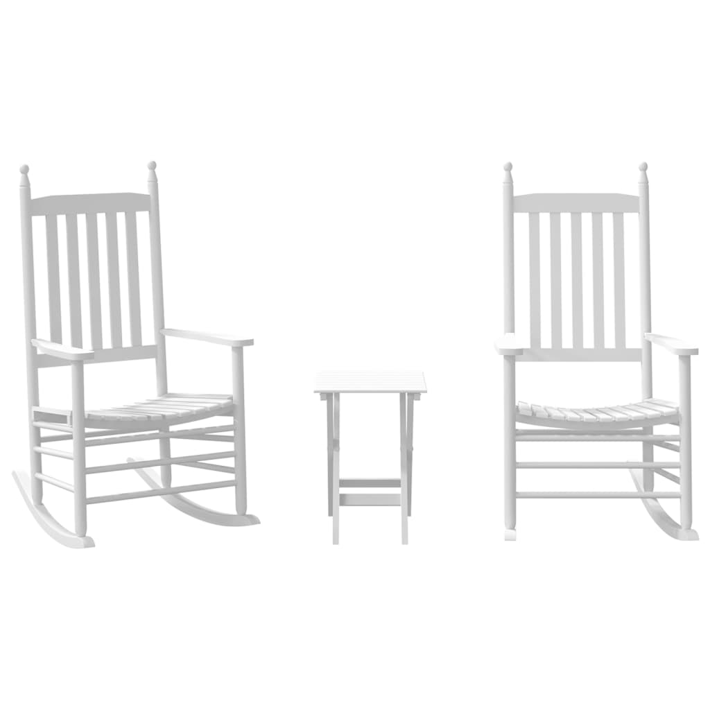 vidaXL Sillas mecedoras 2 uds mesa plegable madera maciza álamo