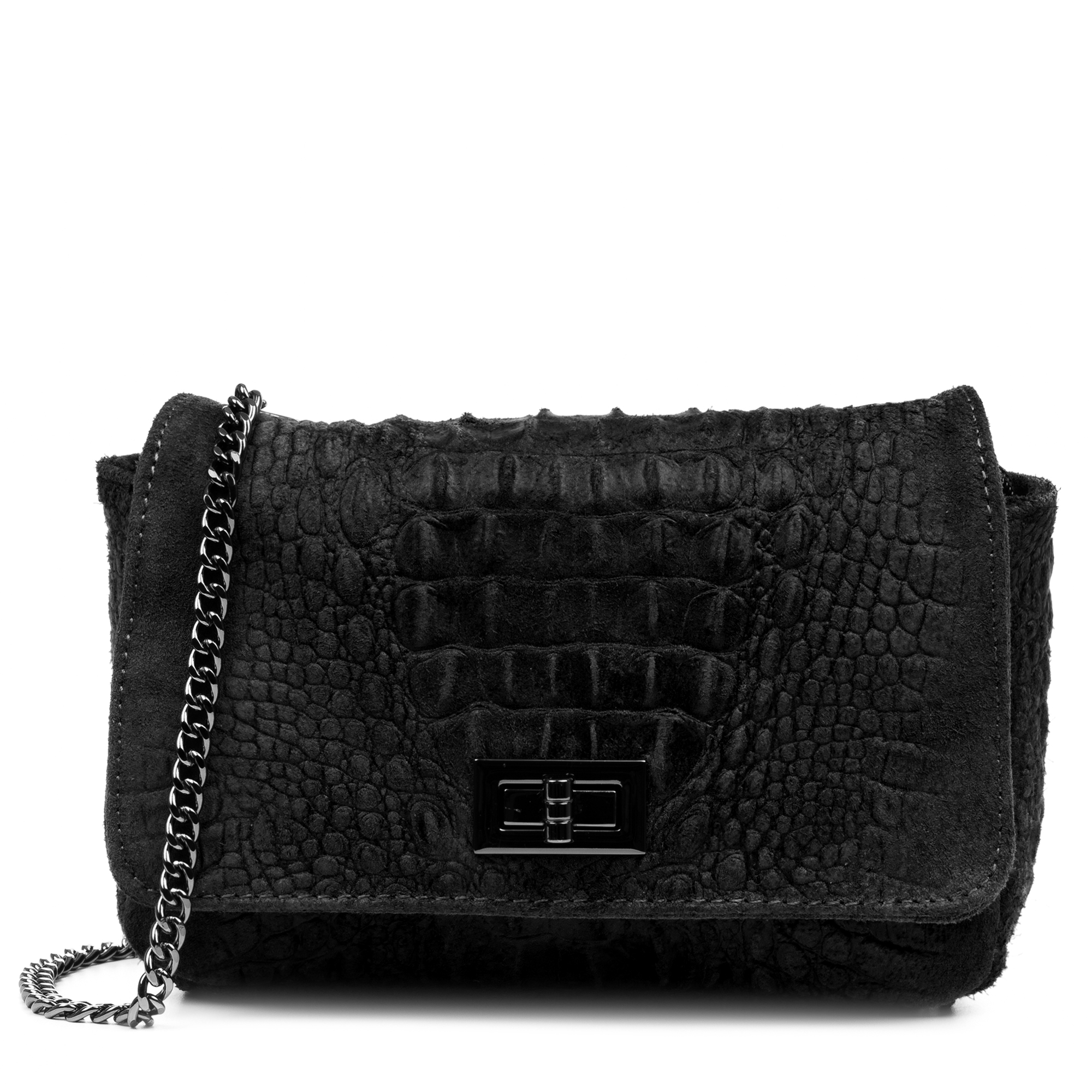 Firenze Artegiani. Monteriggioni Bolso bandolera Mujer.Piel auténtica Gamuza Grabado Cocodrilo . Made in Italy. Vera Pelle Italiana.